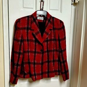 vintage %100 wool plaid 4 button shoulder pad coat size p10